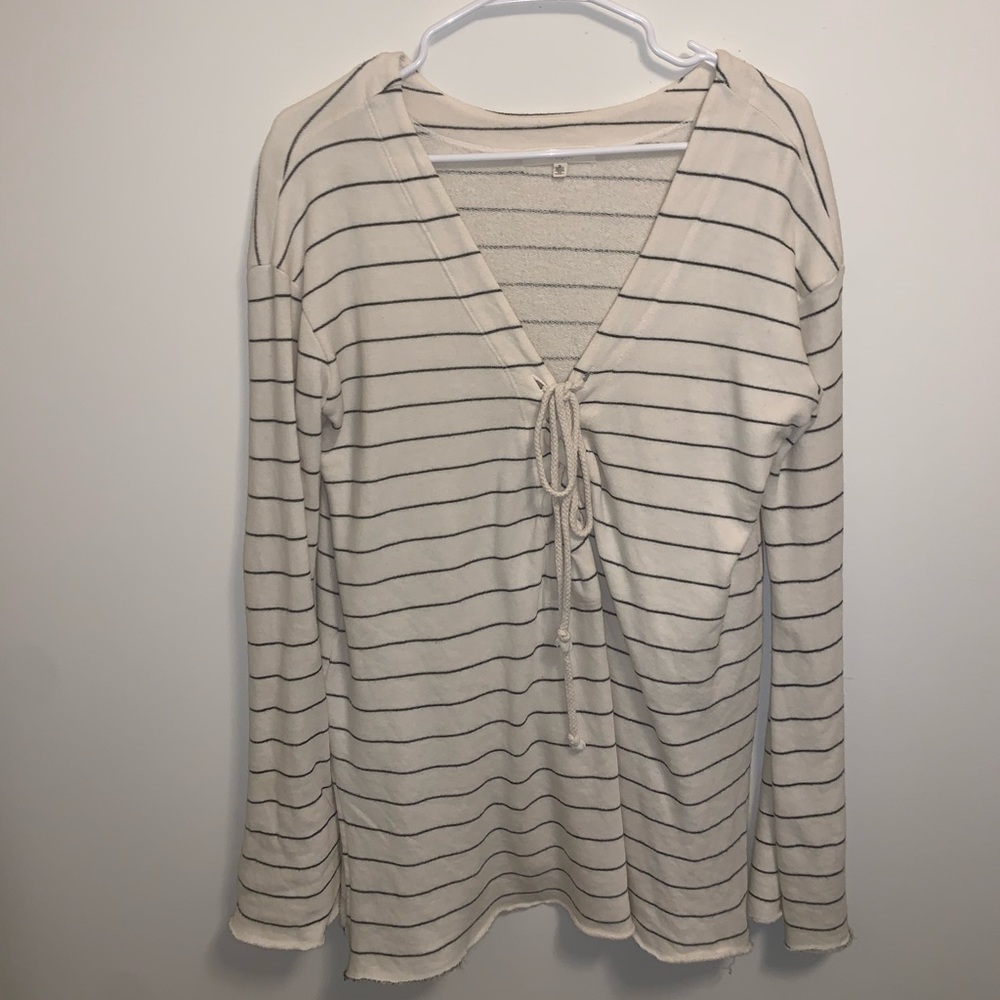 Urban Outfitters striped tie up sweater